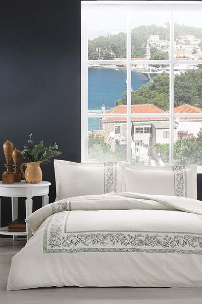 Özdilek Σετ Παπλωματοθήκη Ranforce Double - Cream Bordado
