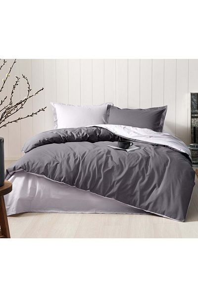 Özdilek Anthracite Gray Ranforce Duvet Cover Set - Single Clormixflat