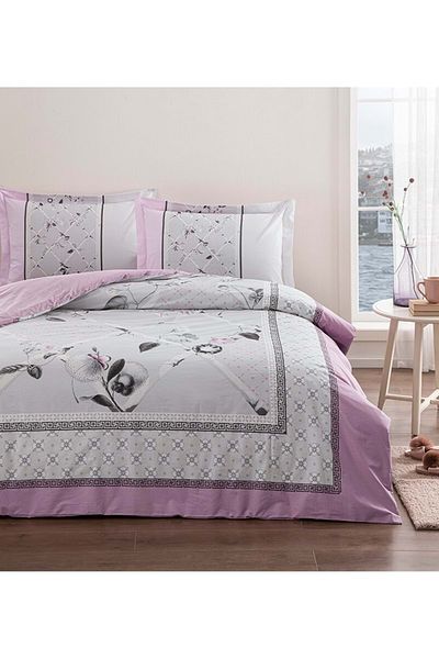 Özdilek Σετ Παπλωματοθήκη Ranforce Grey Camelia Διπλό