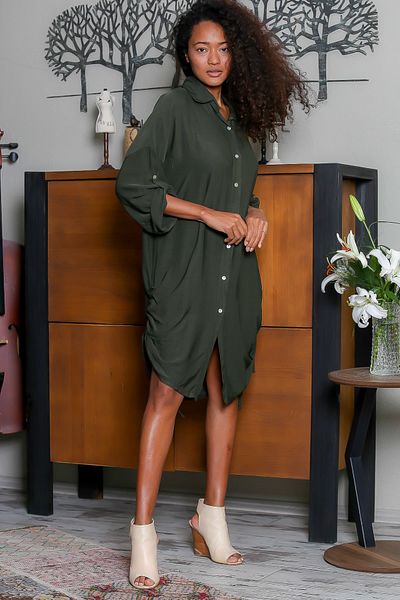 Chiccy Kleid - Khaki - Blusenkleid