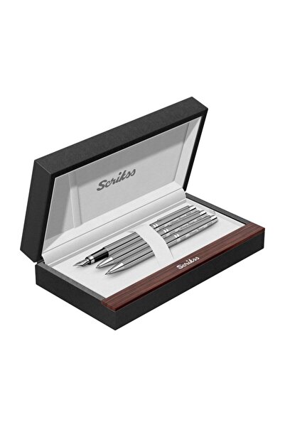 Scrikss Isme Özel 722w Üçlü Set Balıksırtı Desenli Krom