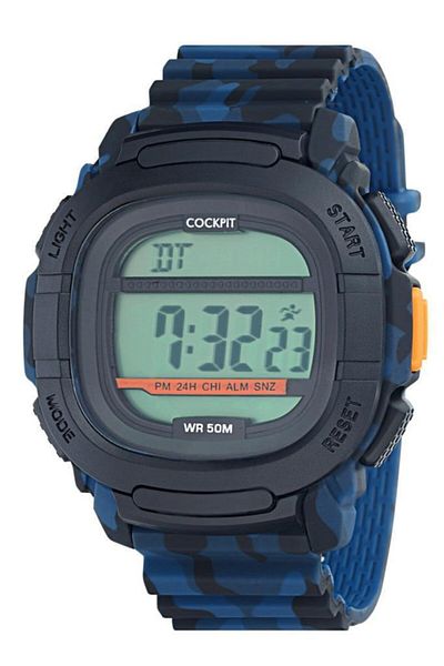 Cockpit Cockpıt Ck-2657Be Digital Camouflage Silicone Cord Men's Wristwatch