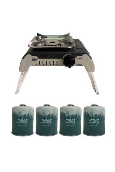 Aygaz Ms-200df Portatif Çantalı Kamp Ocağı+450 Gr Kartuş 4'lü Set