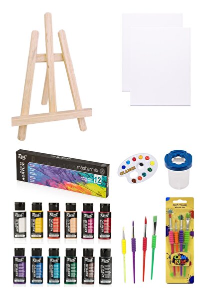 GLANCE Masaüstü Şövale Rich Master Mix 60 Cc Akrilik 12'li Başlangıç Set