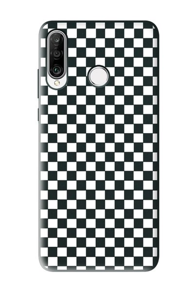 Spoyi حافظة هاتف متوافقة مع هاتف Huawei P30 Lite بتصميم الشطرنج باللون الأسود