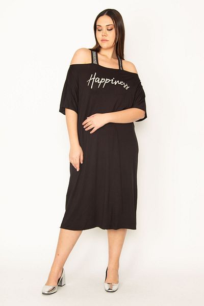 Şans Plus Size Dress - Black - Basic