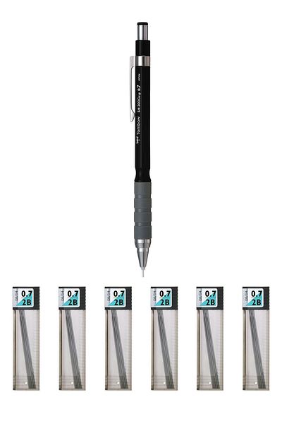 GLANCE Tombow Sh-300 Grip Mechanical Pencil 0.7 Mm Black Tombow Mono Lead 0.7mm Tip Gift 6 Pieces