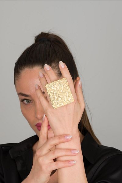 ZeyDor Accessories Gold Embossed Large Ring 10093
