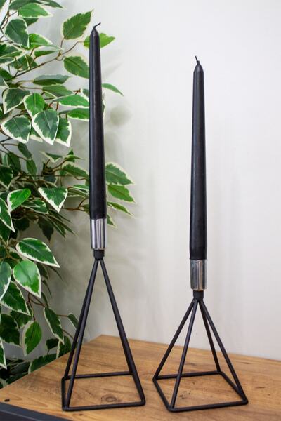 mba decor metal bending art Üçgen Mısır Geometrik 2 Li Şamdan Mumluk Paslanma...