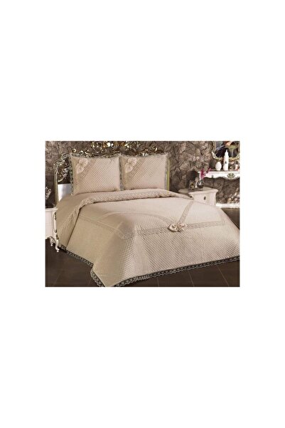 Çalışkan Çeyiz Evi Naime Pike Takımı Ve Yatak Örtüsü - Kapitone Güpürlü Pike Takımı Yatak Örtüsü Çift Kişilik 225x250
