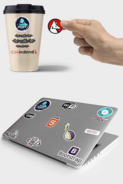 Echo Home Yazılım Coder Temalı Laptop Notebook Kask Sticker Etiket Seti 39 Adet