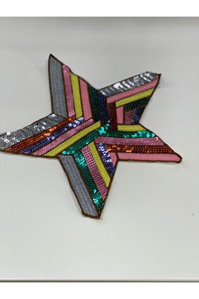 Gönülden Tasarım 25x25 Çok Renkli Payetli Yıldız Aplike Yama Arma