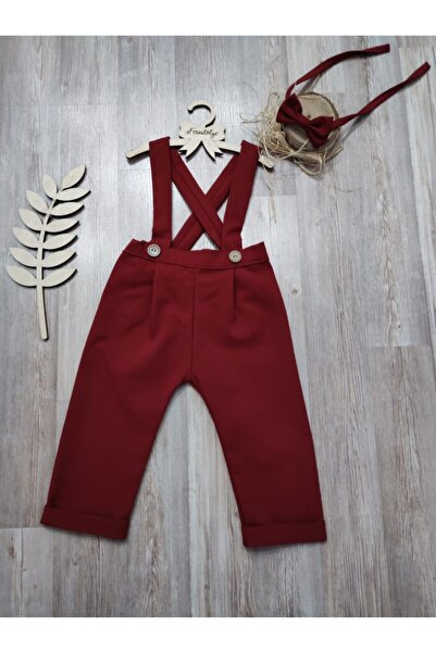 Feriatolye Bordo Erkek Çocuk Pantolon Salopet Doğum Günü Kıyafeti