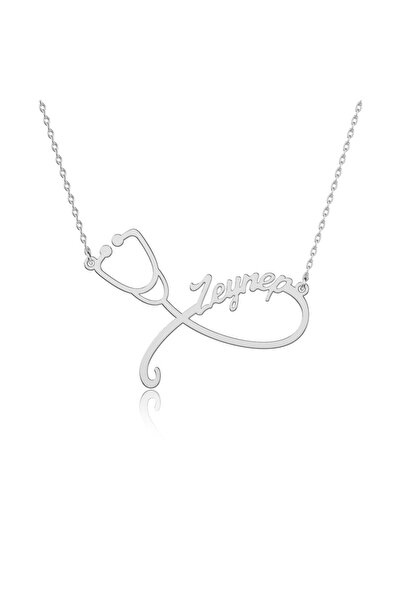 MidyatMelekSilver Isimli Steteskop Gümüş Kolye