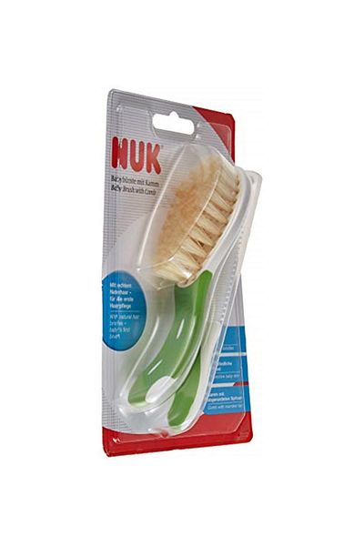 Nuk مجموعة فرشاة ومشط ذات شعيرات خضراء للأطفال - Na256236-ج