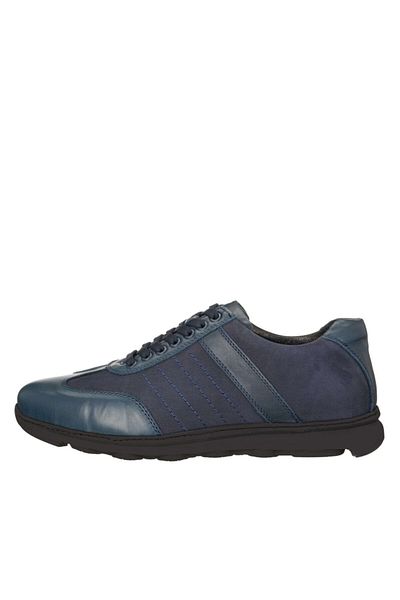 İriadam Navy Blue Leather Large Size Comfortable Stylish Wide Mold Suspension Orthopedic Rubber Sole New