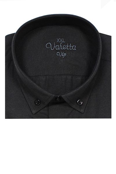 Varetta Men's Black Plus Size Long Sleeve Plain Men's Shirt