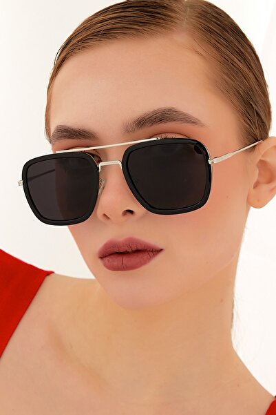 ModaLand Elena Aviator Silver Black Pilot Model Unisex Sunglasses