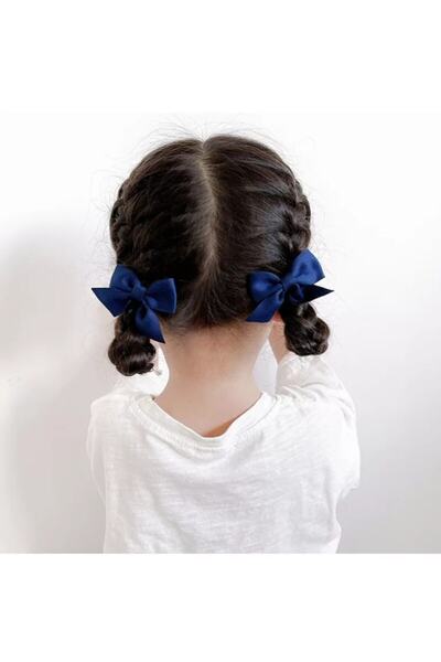 MİNELLASTORE Pachet de 2 catarame elastice din satin bleumarin pentru fete – ...