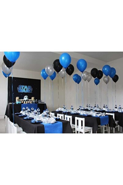 Kalisan 30 Adet Star Wars Siyah Gümüş Lacivert Balon Doğumgünü Konsept 2025