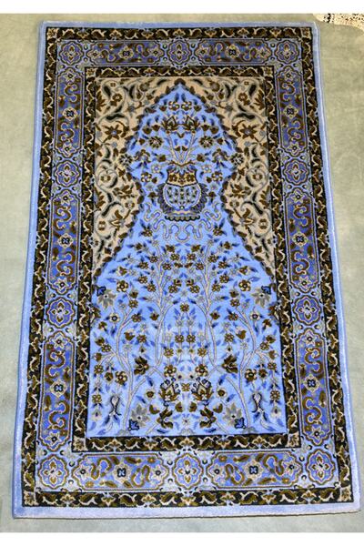 ANGORA HALI Seccade 8821e Yün Tuşeli Akrilik Mavi Namazlık