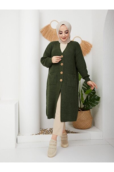 Pamuk Butik Γυναικείο πλεκτό με κουμπιά φαρδιά ζακέτα