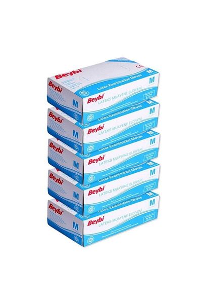 Beybi Latex Powdered Examination Gloves 5 X 100 Pieces Medium