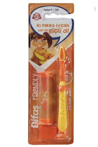 Difaş Children's Toothbrush Friendly with Hourglass Soft/Soft Orange