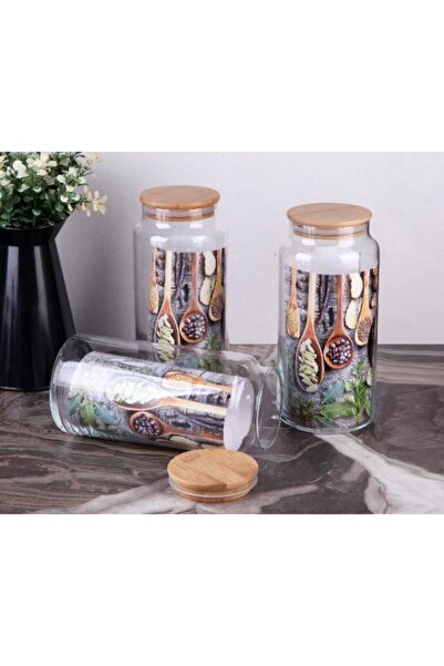 Kapris 9-Piece Glass Jar Storage Container Spice Rack with Bamboo Lid