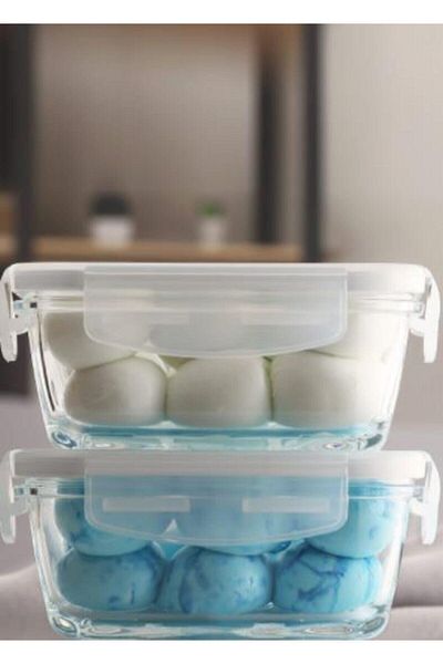 LAV Storage Container 2 Pieces Glass Locking Storage Container 720cc Frs247 White