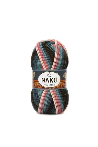 NAKO 5 Pieces Vega Stripe 82418 Hand Knitting Thread Vest Cardigan Sweater Thread Baby Thread