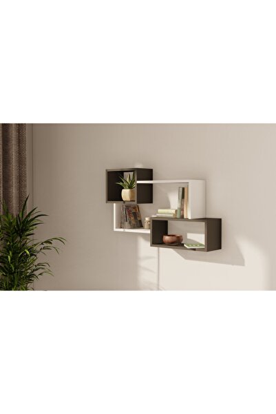 Dizaynmarket Duvar Rafı 1.sınıf Mdf Beyaz-antrasit