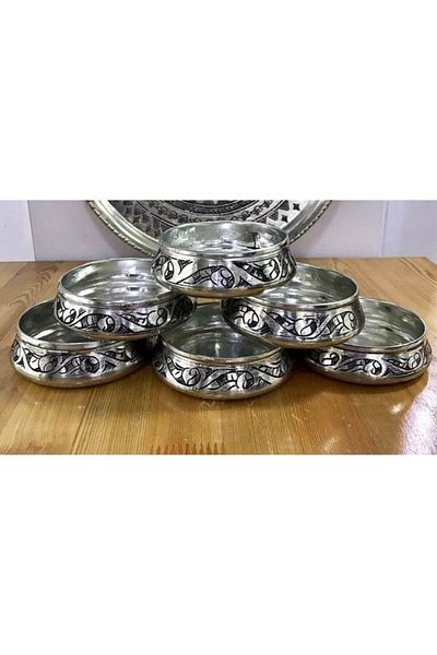 BAKIR Carved Embroidered Snack Bowl Set of 6 - 11 Cm