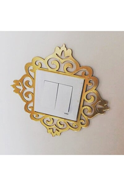 GİZEM SHOP Dekoratif Pleksi Priz Anahtar Çerçevesi Tekli Gold