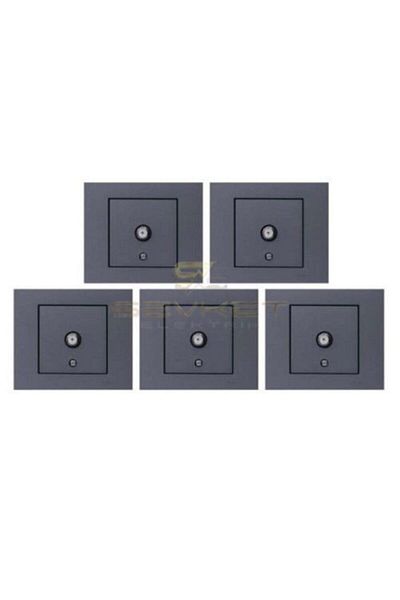 OVİVO Grano Smoked TV Socket F Type 5 Pack (Frame Included)