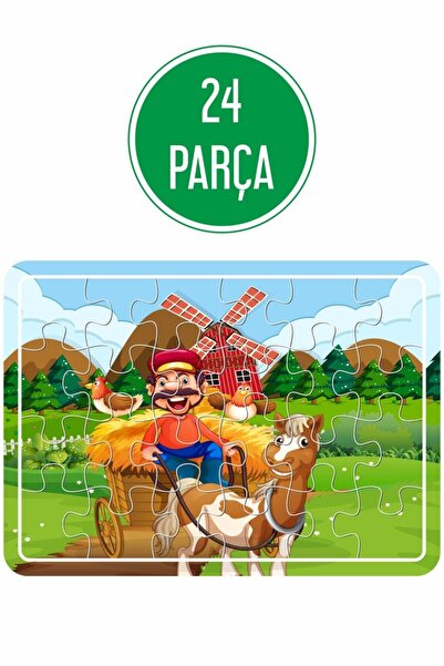 Baskı Atölyesi Çiftçi Çocuk Ve At Arabası, Oyun Parkı, Deniz Ve Tatil, Denizaltı Ahşap Puzzle Seti