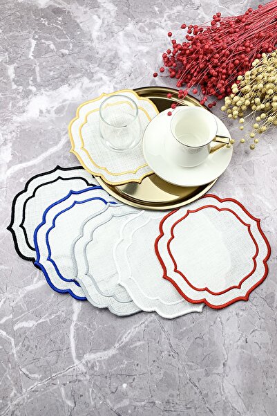 WEARE2 6 culori Șervețele de cocktail brodate cu înfășurare dublă, pachet de 6