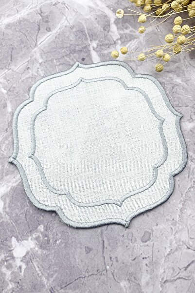 WEARE2 منديل كوكتيل مطرز بلون رمادي فضي مزدوج