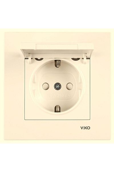 VİKO Karre Cream Covered Grounded Socketframe Included
