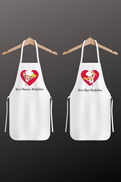 Florence Event Çiftlere Özel Beyaz Kumaş Evin Beyi Mutfakta Karikatür Baskılı...