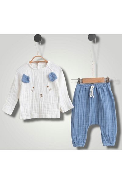 CFR Kids Baby Boy Woven Organic Cotton 2-Piece Muslin Set