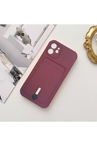 Iphone 13 Kartlıklı Silikon Kamera Korumalı Kılıf Violet Uyumlu