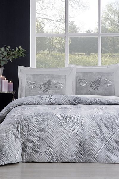 Özdilek Double Gray Quilted Duvet Cover Set - Frunze Four Seasons