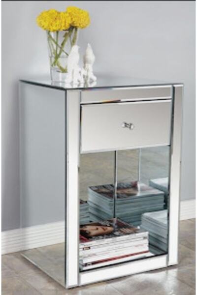 LUXURY VİLLA Luxury Aynalı Tek Çekmeceli Komodin En 45cm Derinlik 40cm Yüksek...