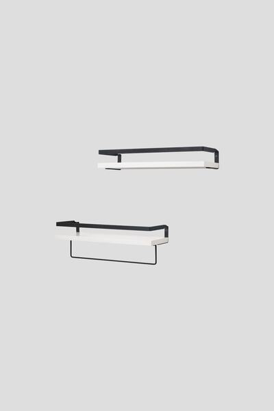 Mudesa Banyo Rafı Ahşap Metal Banyo Havluluk 2 Raflı Duvara Monte Sabunluk