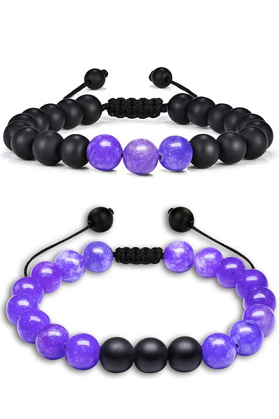 Tesbih Atölyesi Certified Natural Blue Quartz Onyx Stone Natural Stone Bracelet Set