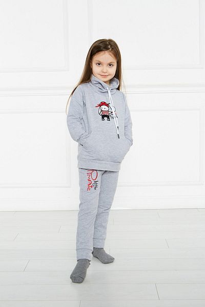 GÖKÇECİK TEKSTİL Children's Unisex Gray Melange Pirate Dog Tracksuit Kidsabu