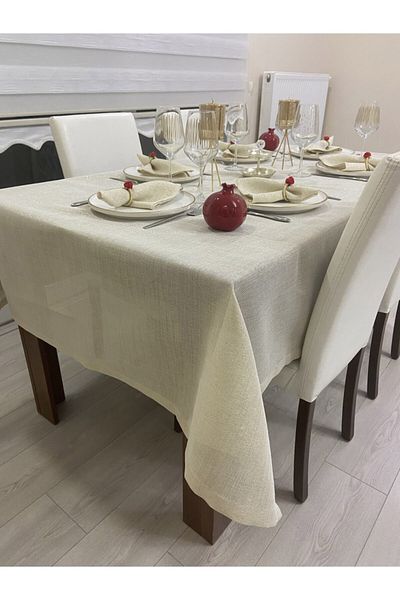Zeren Home Τραπεζομάντιλο Λινό Look Glitter Λινό Χρυσό 13 Τεμάχια