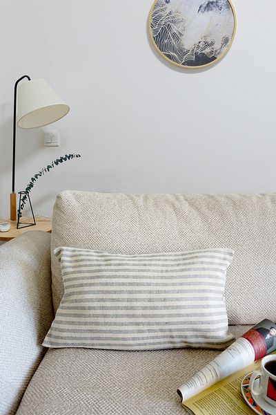 vivamaison Față de pernă cu design special unic, cu dungi gri, din in, 35x55 cm
