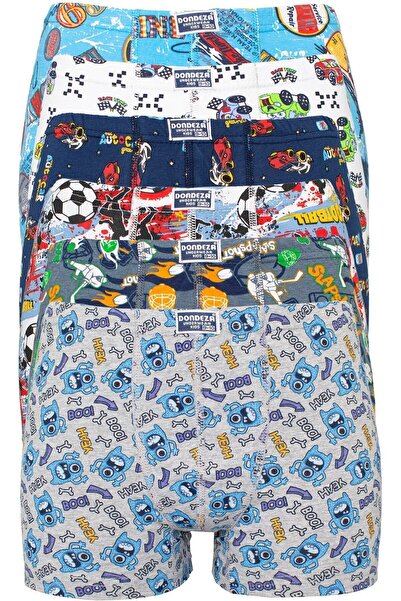 Dondeza Boxer pentru băiat din bumbac pieptănat cu model, 6 piese